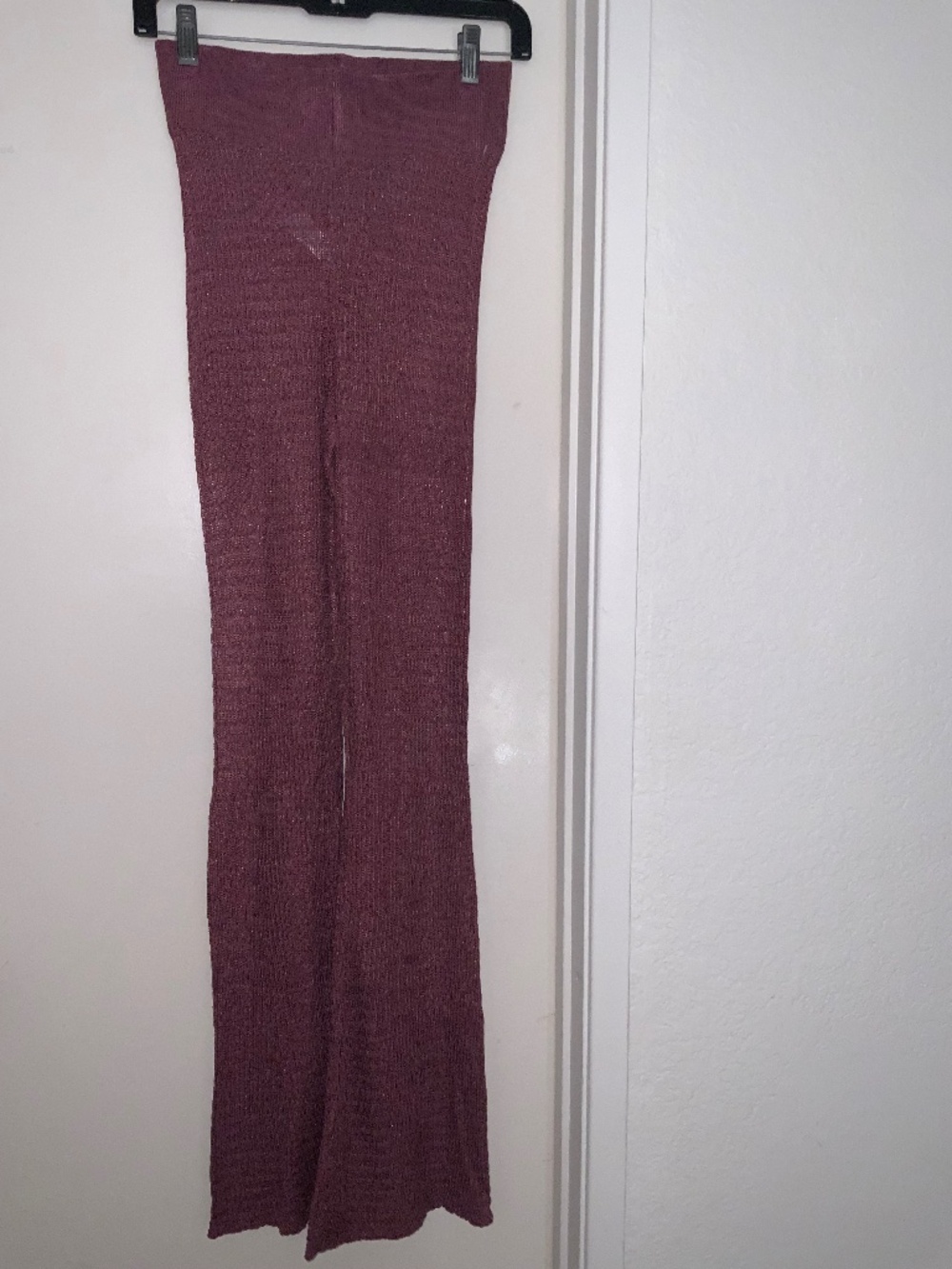 Free People Rosella Swit Pants are casual, semi-sheer sweater knit flare pants